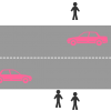 Sur une route dépourvue de passage pour piétons ...